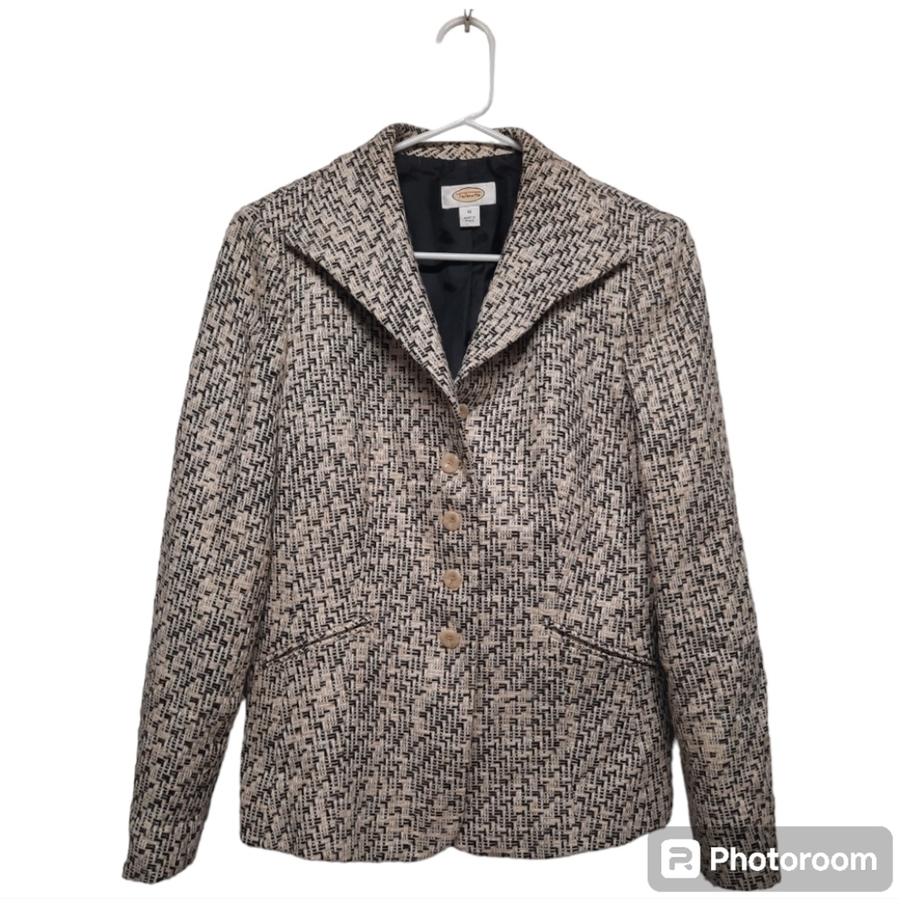 TALBOTS Womens Silk Blend Tweed Blazer Suit Jacket Size 10